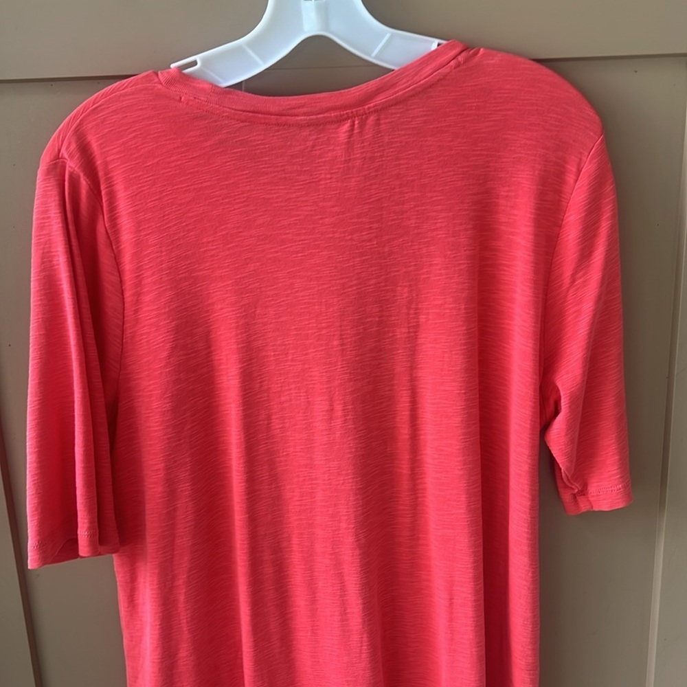 J.Jill Sz L Essential Pima Shirttail Tunic in Orange Coral Slub Pima Cotton - Picture 7 of 7